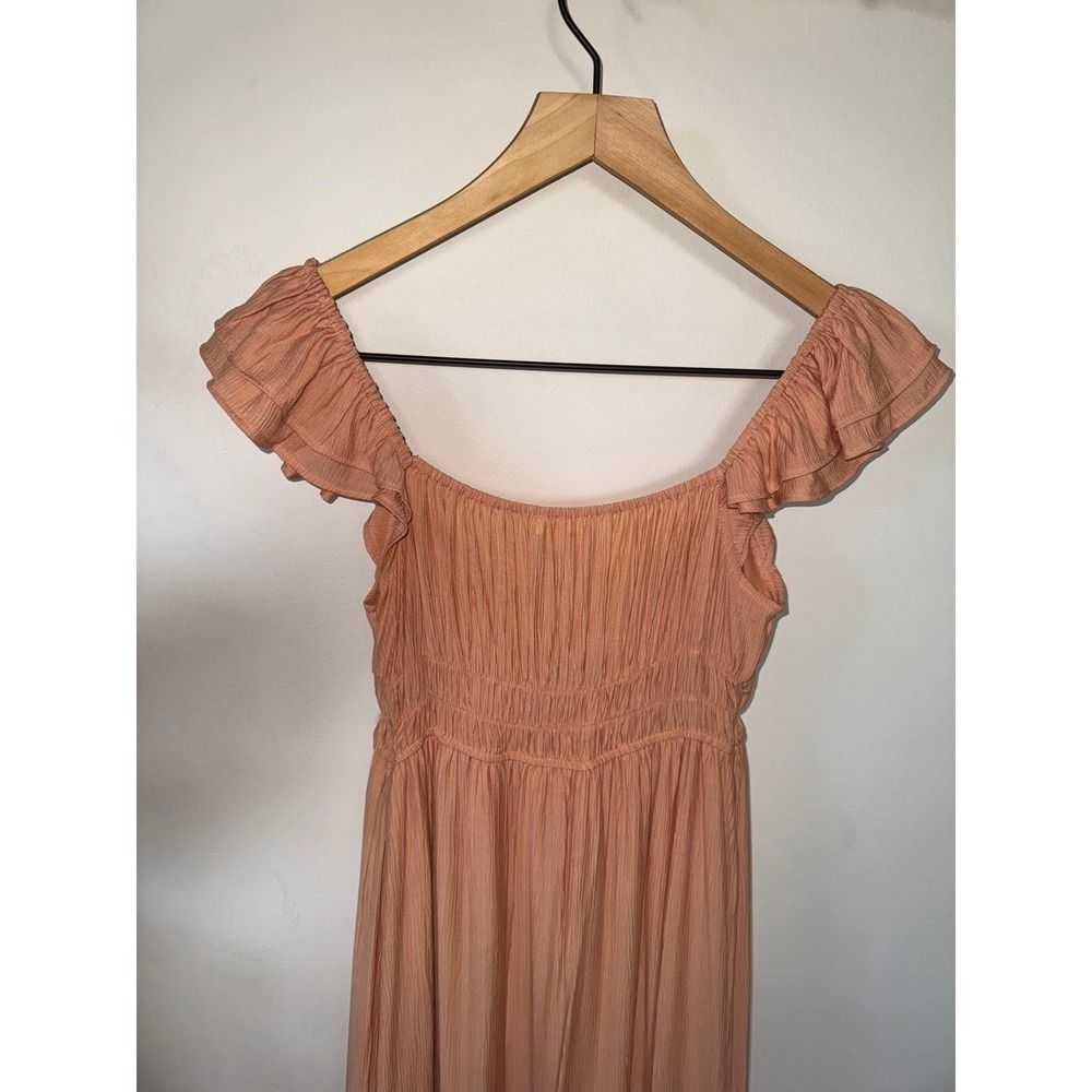 Ruffle Cottage Core Midi Dress Peach SMALL NWT Boutique Brand - Picture 6 of 6